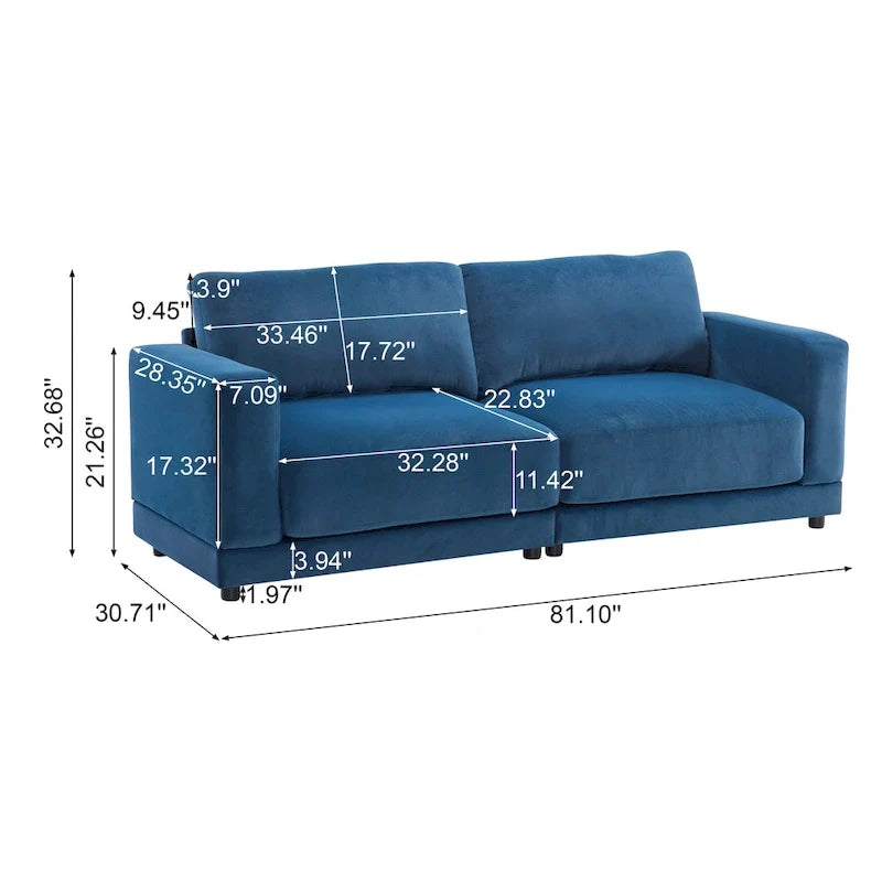Modern Upholstery Sofa Loveseat with Square Arms