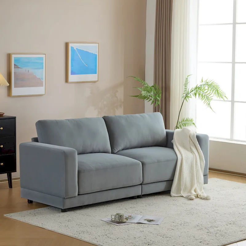 Modern Upholstery Sofa Loveseat with Square Arms