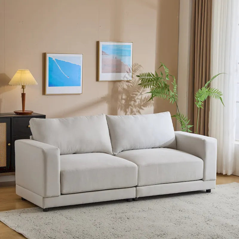 Modern Upholstery Sofa Loveseat with Square Arms