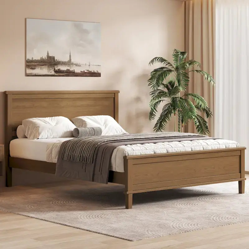 Mid-Century Wood Platform Bed