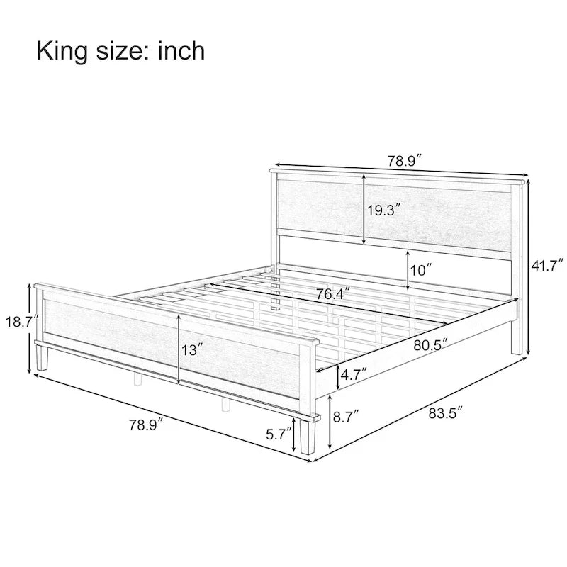 Mid-Century Wood Platform Bed
