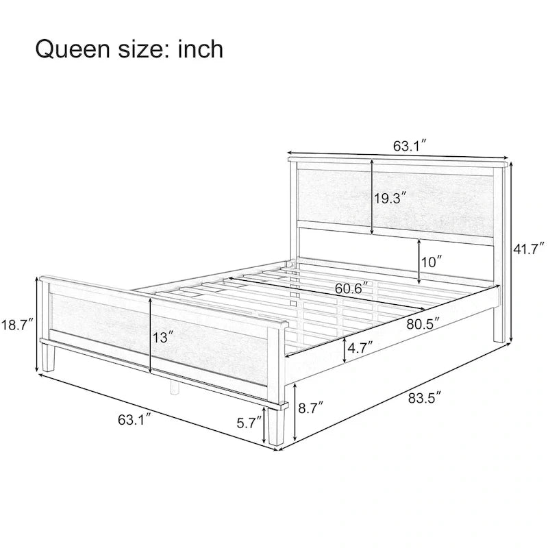 Mid-Century Wood Platform Bed