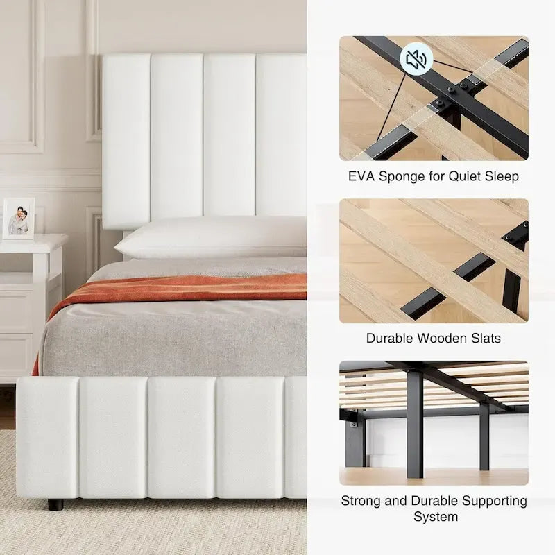 Bed Frame with 4 Storage Drawers and Adjustable Headboard