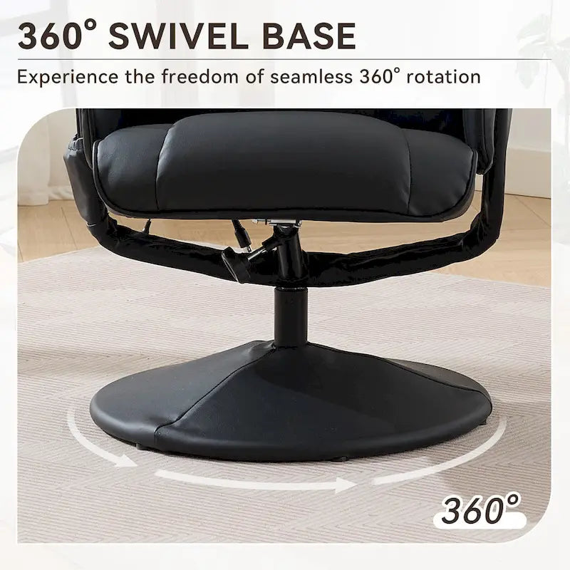 PU Leather 360 Swivel Massage Recliner Chair with Ottoman