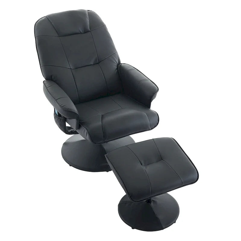PU Leather 360 Swivel Massage Recliner Chair with Ottoman