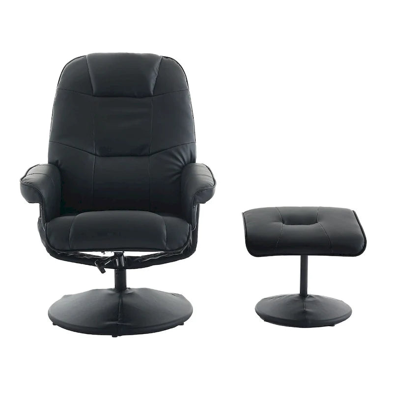 PU Leather 360 Swivel Massage Recliner Chair with Ottoman