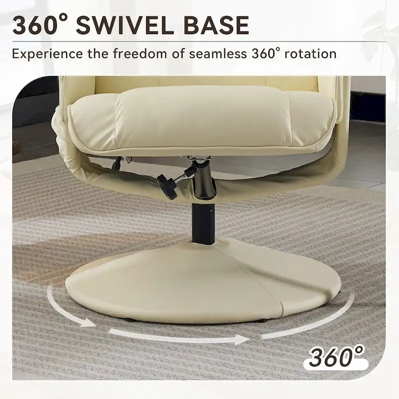 PU Leather 360 Swivel Massage Recliner Chair with Ottoman