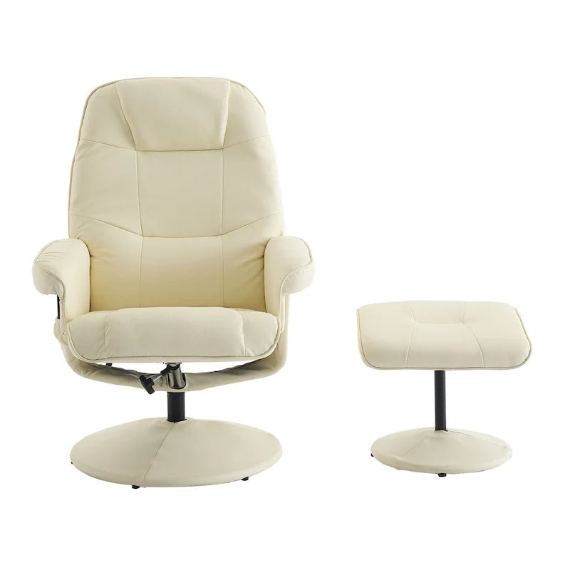 PU Leather 360 Swivel Massage Recliner Chair with Ottoman