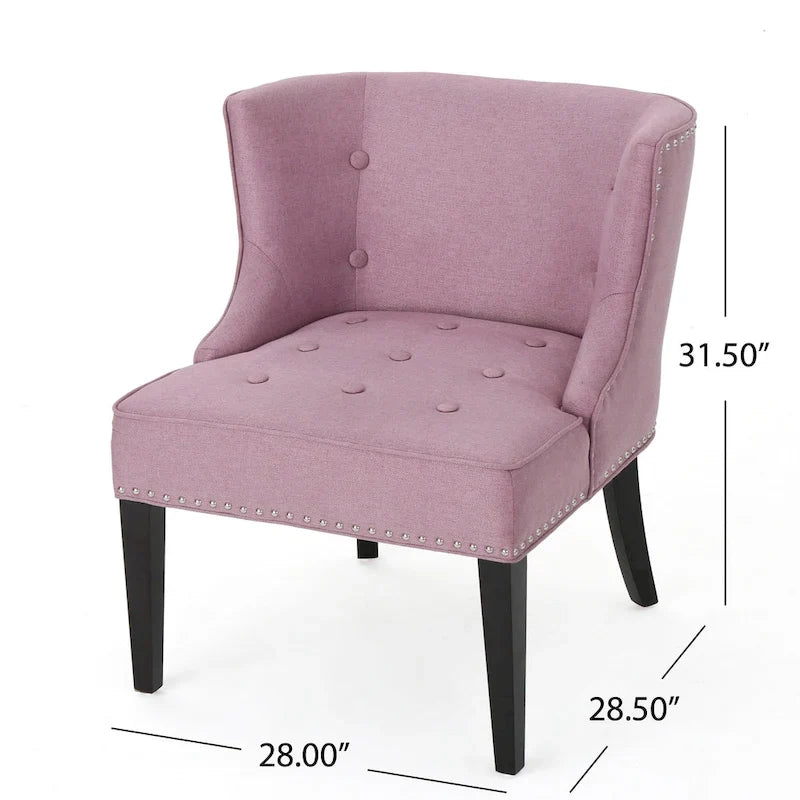 Lavender Purple Modern Accent Chair with Button Tufted Waffle Stitching