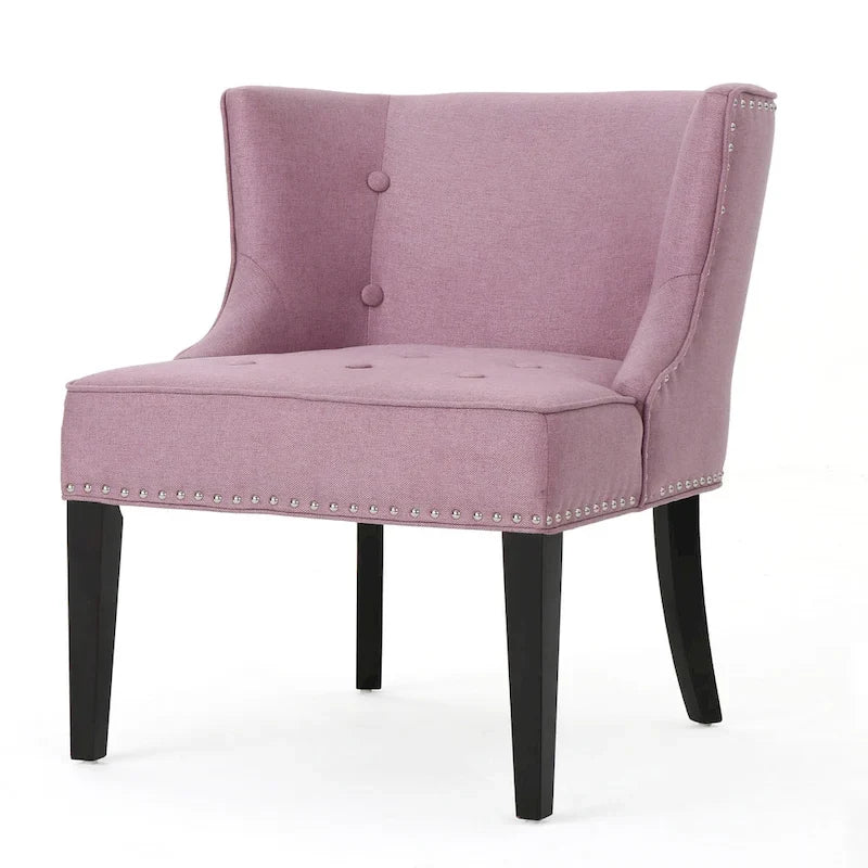 Lavender Purple Modern Accent Chair with Button Tufted Waffle Stitching