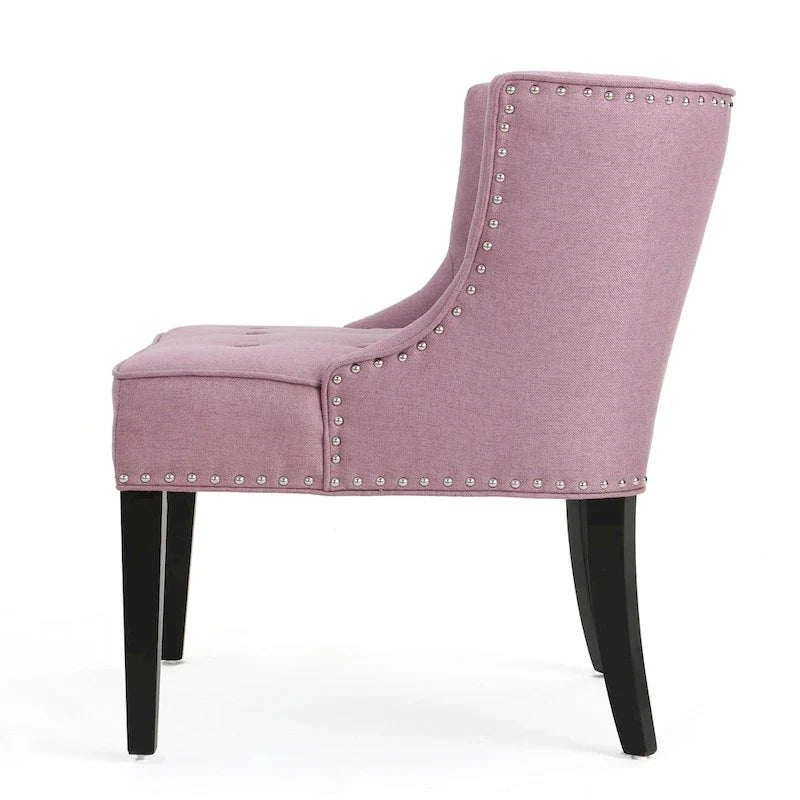 Lavender Purple Modern Accent Chair with Button Tufted Waffle Stitching