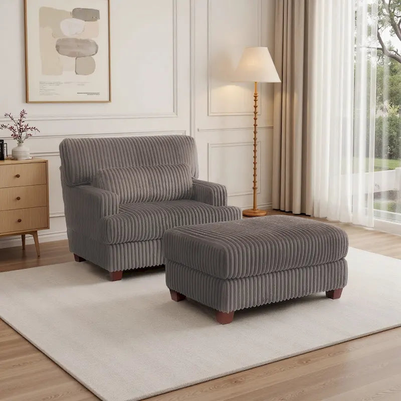 Poltrona decorativa chaise longue oversize con pouf