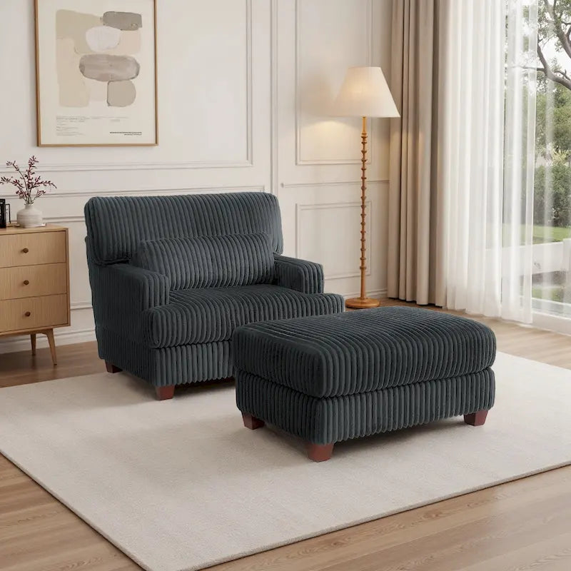 Poltrona decorativa chaise longue oversize con pouf