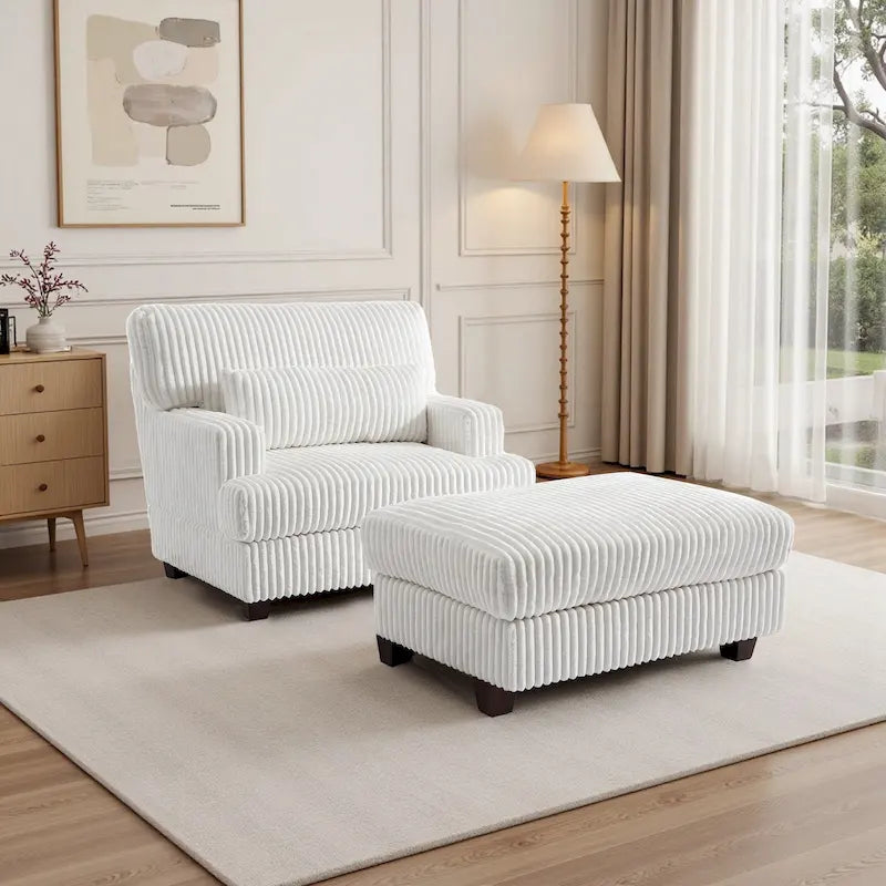 Poltrona decorativa chaise longue oversize con pouf