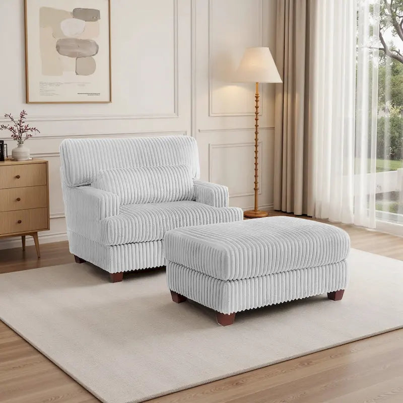Poltrona decorativa chaise longue oversize con pouf