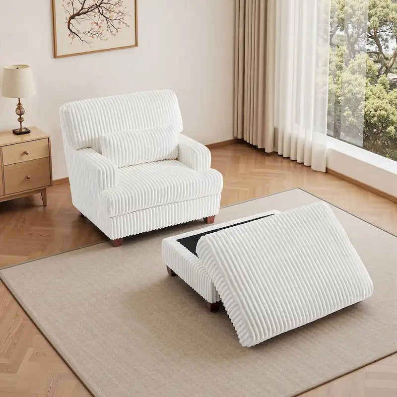 Poltrona decorativa chaise longue oversize con pouf