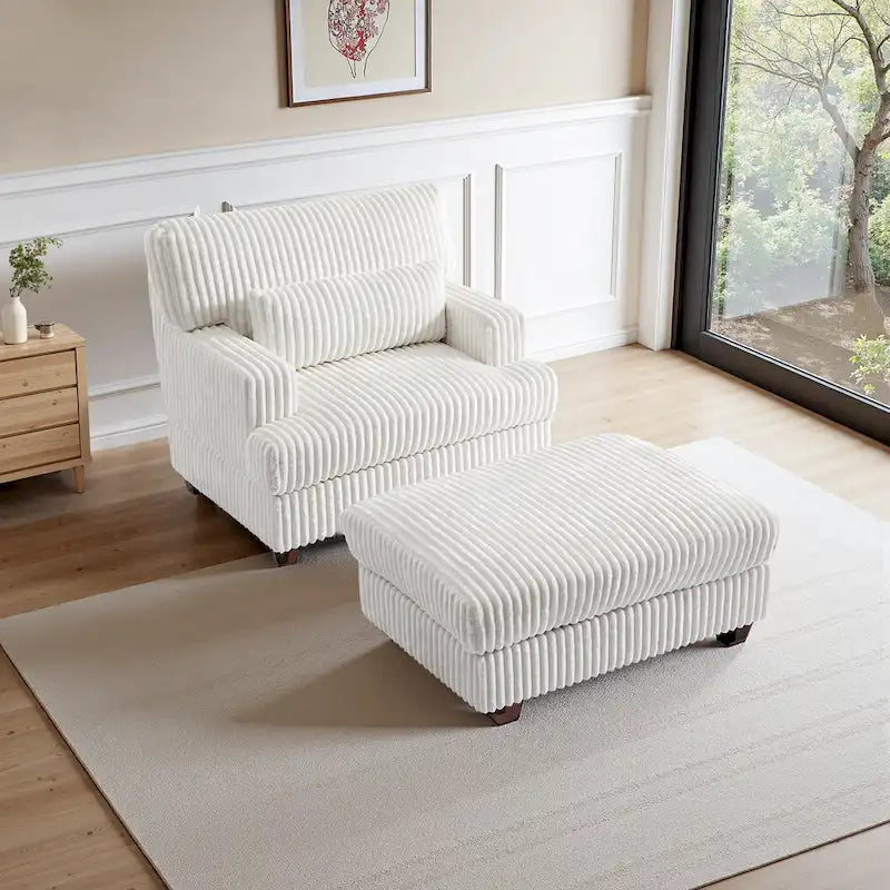 Poltrona decorativa chaise longue oversize con pouf
