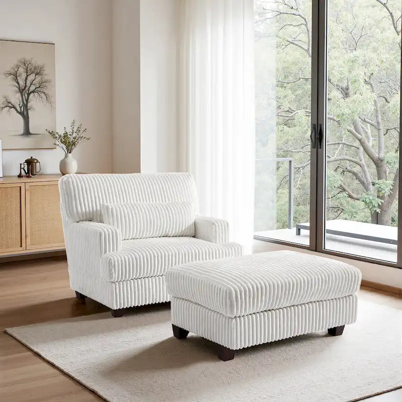Poltrona decorativa chaise longue oversize con pouf