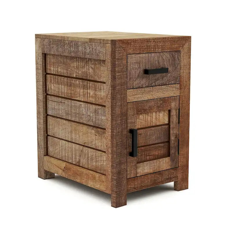 Rustic Warm Natural Tone 23-inch Solid Wood Storage Side Table