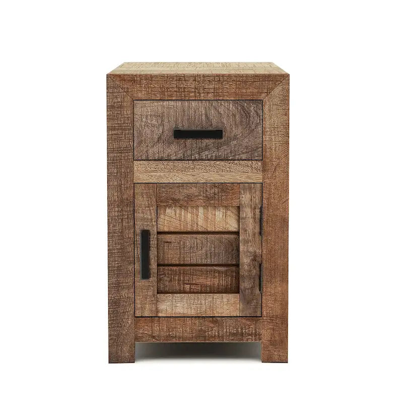Rustic Warm Natural Tone 23-inch Solid Wood Storage Side Table