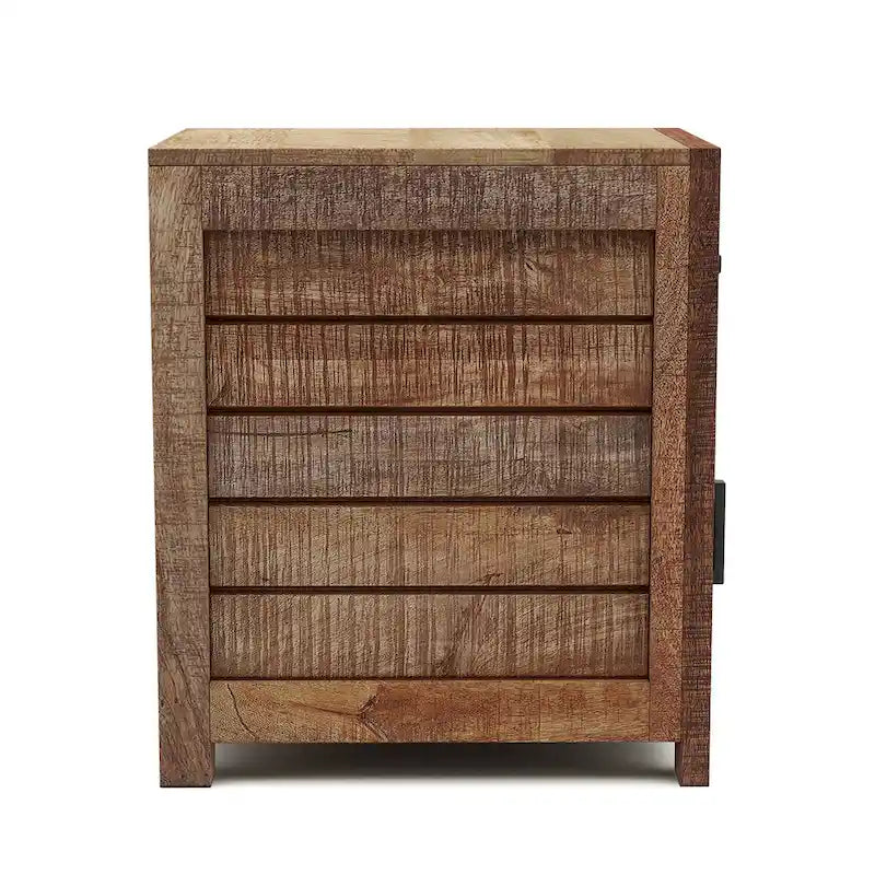 Rustic Warm Natural Tone 23-inch Solid Wood Storage Side Table