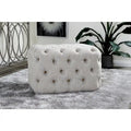 Linen Fabric Tufted Ottoman - Beige