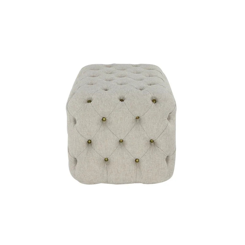 Pouf in tessuto di lino trapuntato - beige
