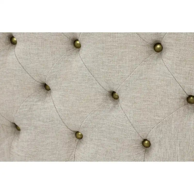 Linen Fabric Tufted Ottoman - Beige