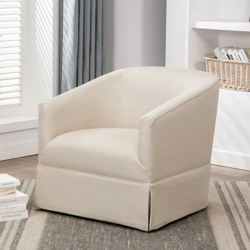 Skirted Fabric Swivel Accent Chair