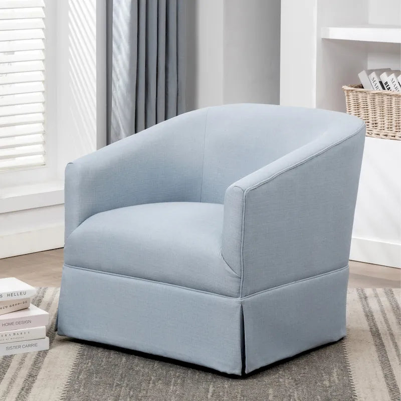 Skirted Fabric Swivel Accent Chair