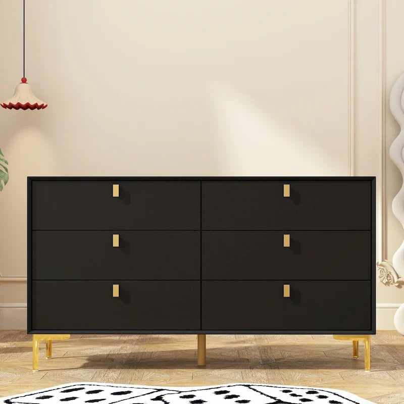 Cassettiera moderna per camera da letto, con 6 cassetti e doppia credenza
