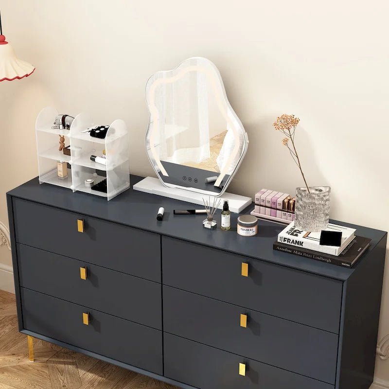 Dresser Modern Dresser for Bedroom, 6 Drawer Double Dresser Sideboard