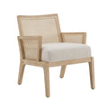 Natural Finish Fabric Cane Accent Chair