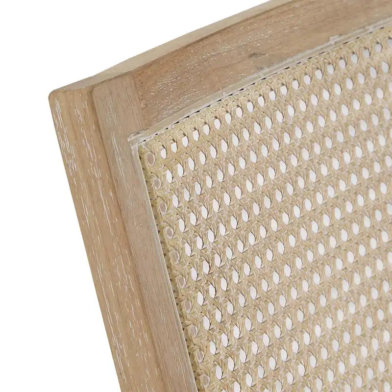 Natural Finish Fabric Cane Accent Chair