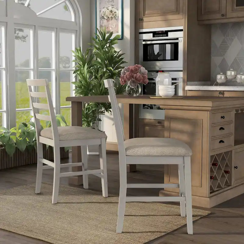 Farmhouse White Wood Counter Height Chairs