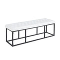Faux Leather Accent Bench with Metal Frame Base