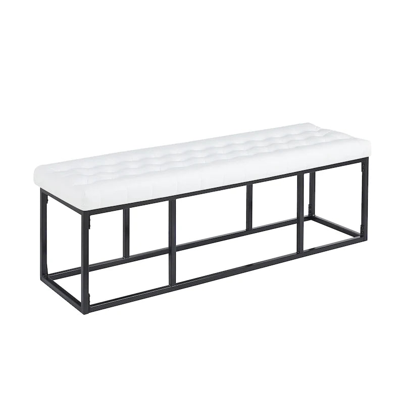 Panca decorativa in similpelle con base in metallo