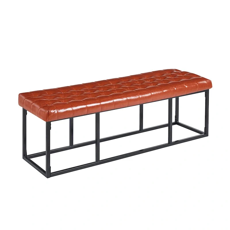 Panca decorativa in similpelle con base in metallo