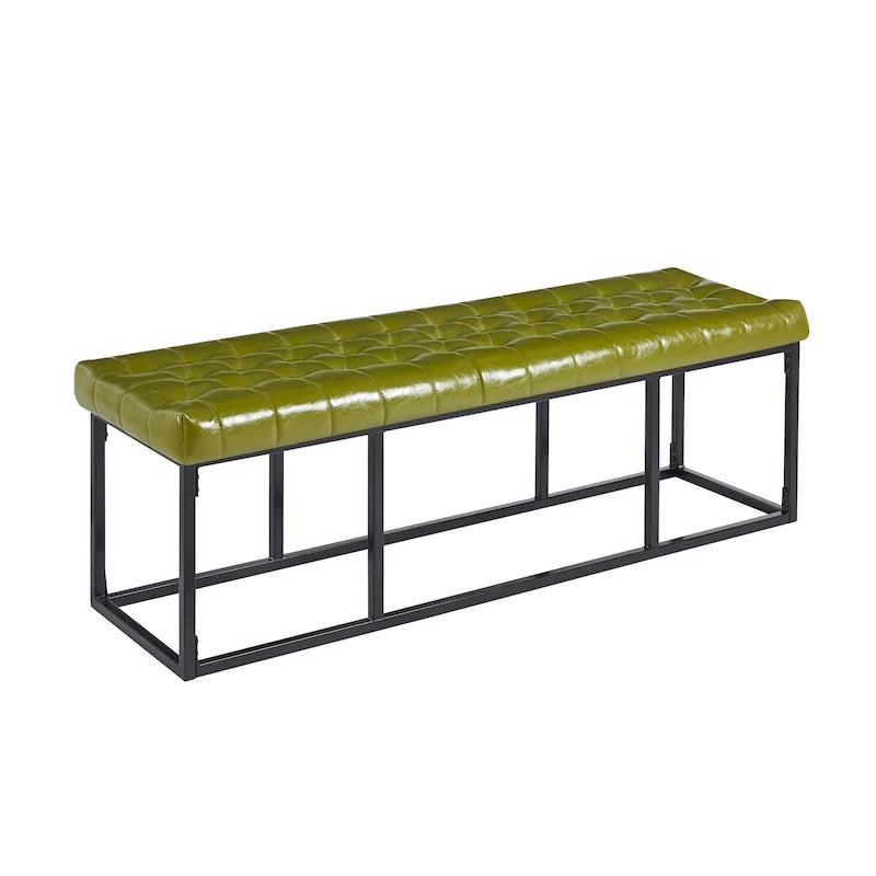 Panca decorativa in similpelle con base in metallo