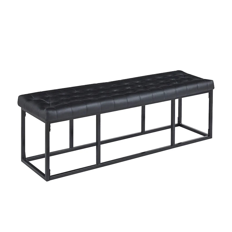 Faux Leather Accent Bench with Metal Frame Base