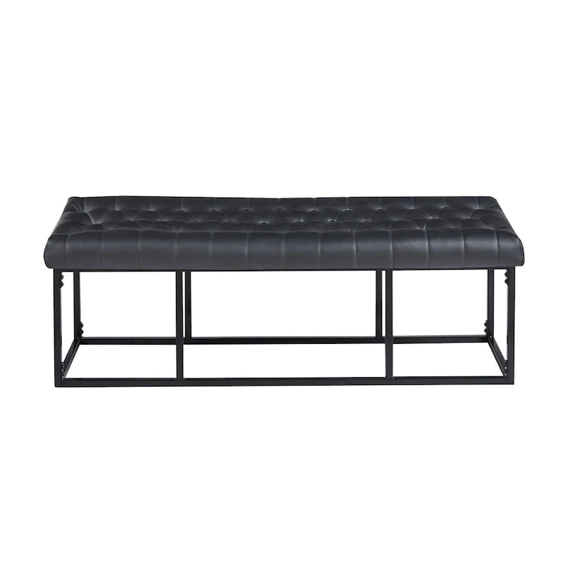 Faux Leather Accent Bench with Metal Frame Base