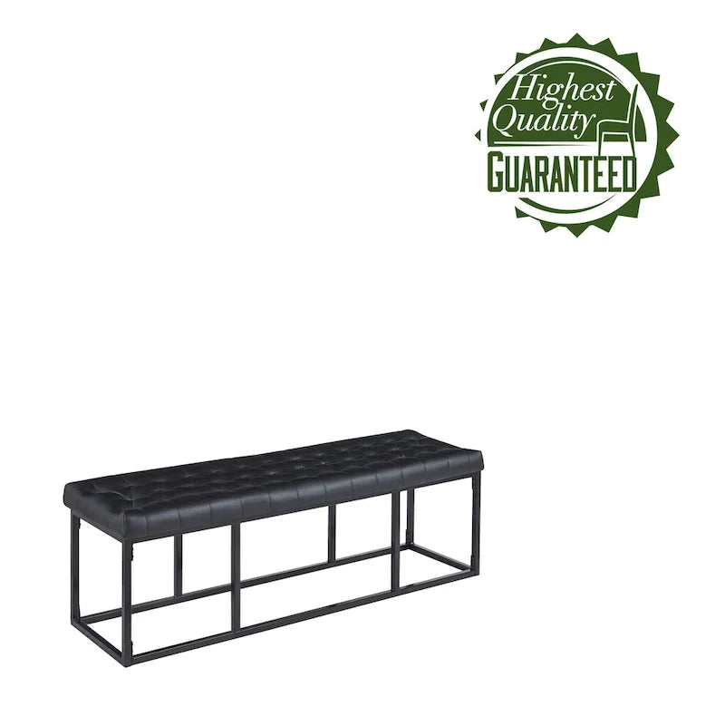 Faux Leather Accent Bench with Metal Frame Base
