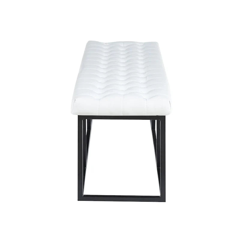 Faux Leather Accent Bench with Metal Frame Base