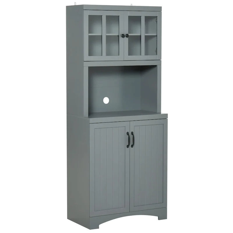 Accent Kitchen Buffet and Hutch Wooden Storage Cupboard with Glass Framed Door
