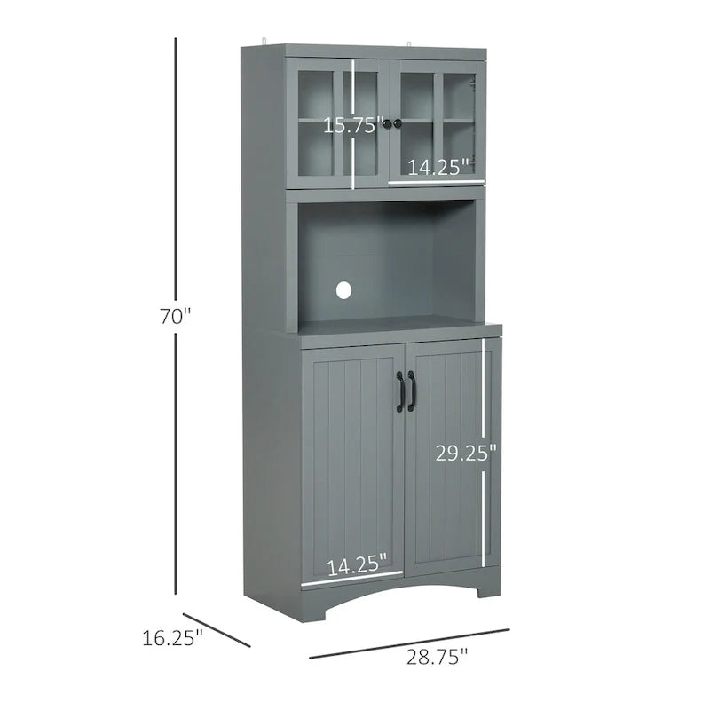 Accent Kitchen Buffet and Hutch Wooden Storage Cupboard with Glass Framed Door