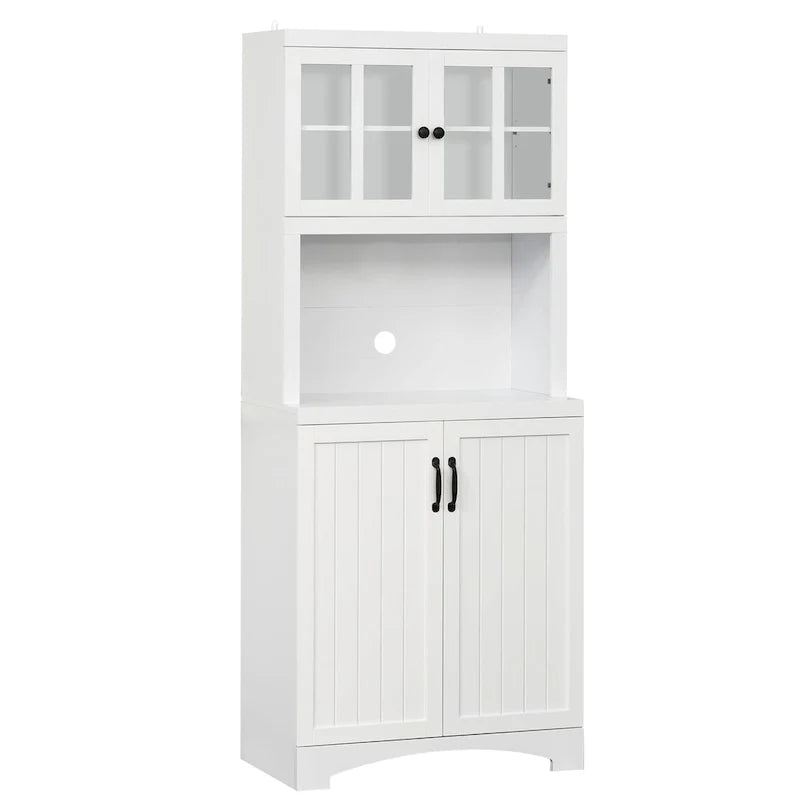 Accent Kitchen Buffet and Hutch Wooden Storage Cupboard with Glass Framed Door