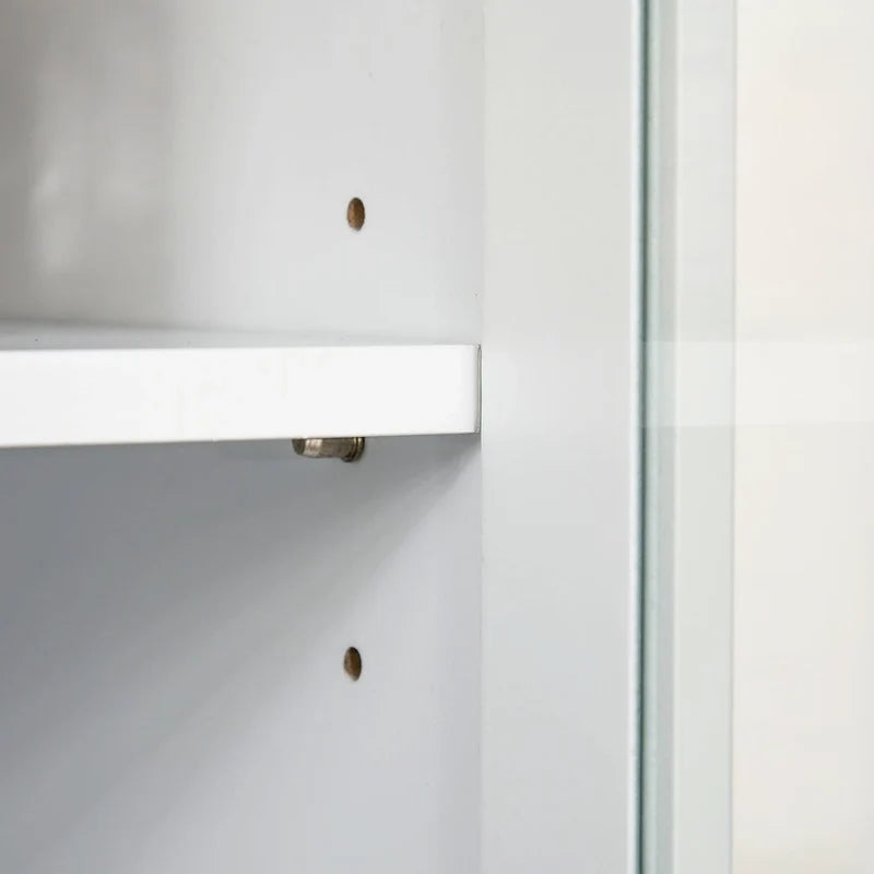 Accent Kitchen Buffet and Hutch Wooden Storage Cupboard with Glass Framed Door