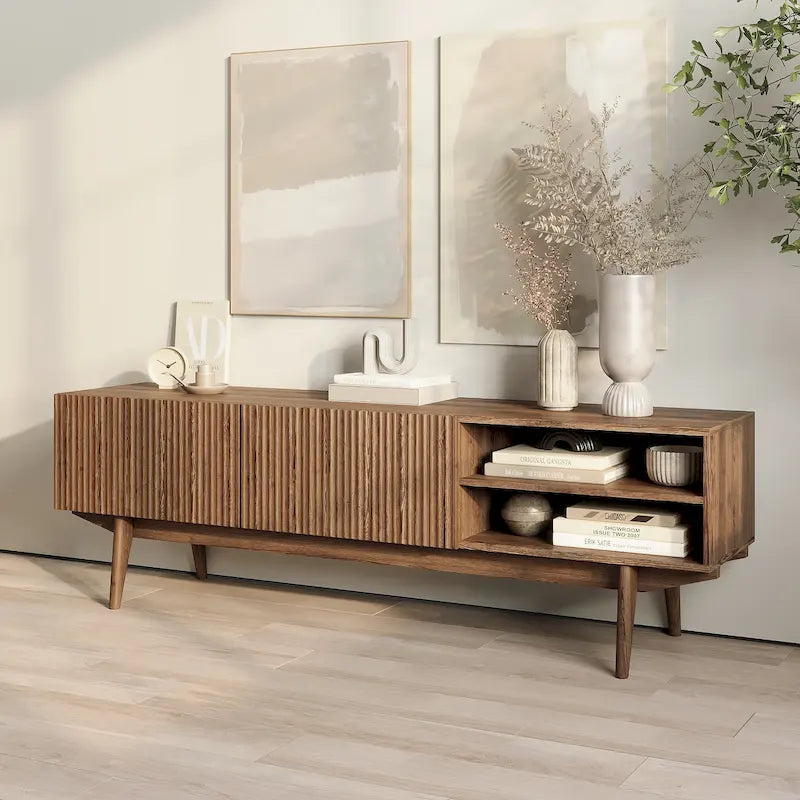 TV Stand Console Fits TV's up to 65 in with Wood Legs