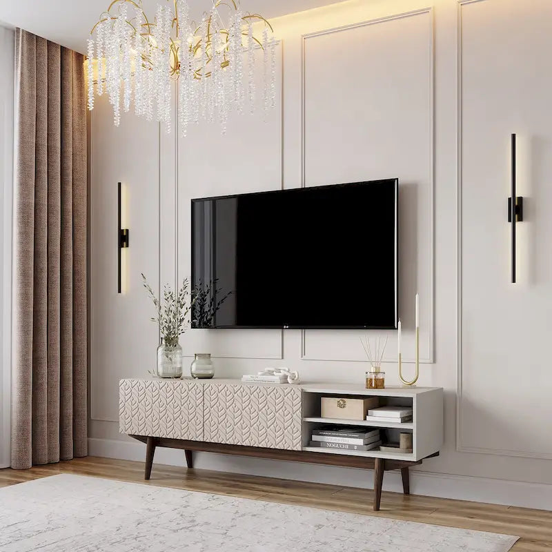 TV Stand Console Fits TV's up to 65 in with Wood Legs