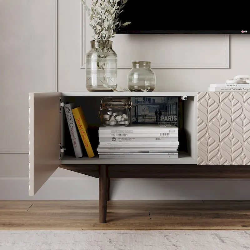 TV Stand Console Fits TV's up to 65 in with Wood Legs